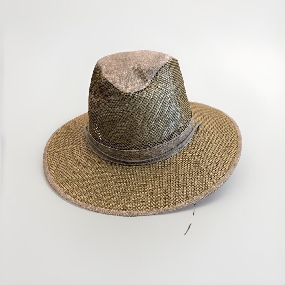 Henschel Hat Co Mens Brown H1H Breezer Leather Canvas Strap Outdoors USA Size XL